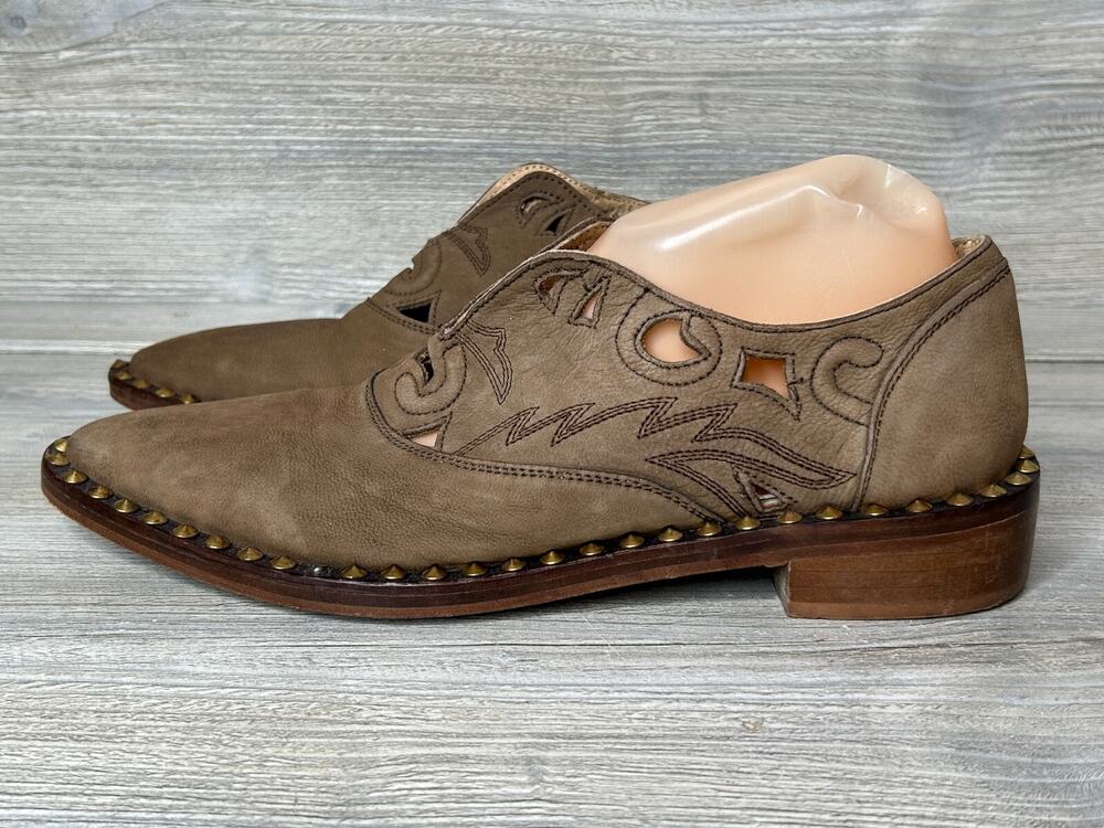 Free People Twin Falls Brown Suede Slip On Loafers Size 41